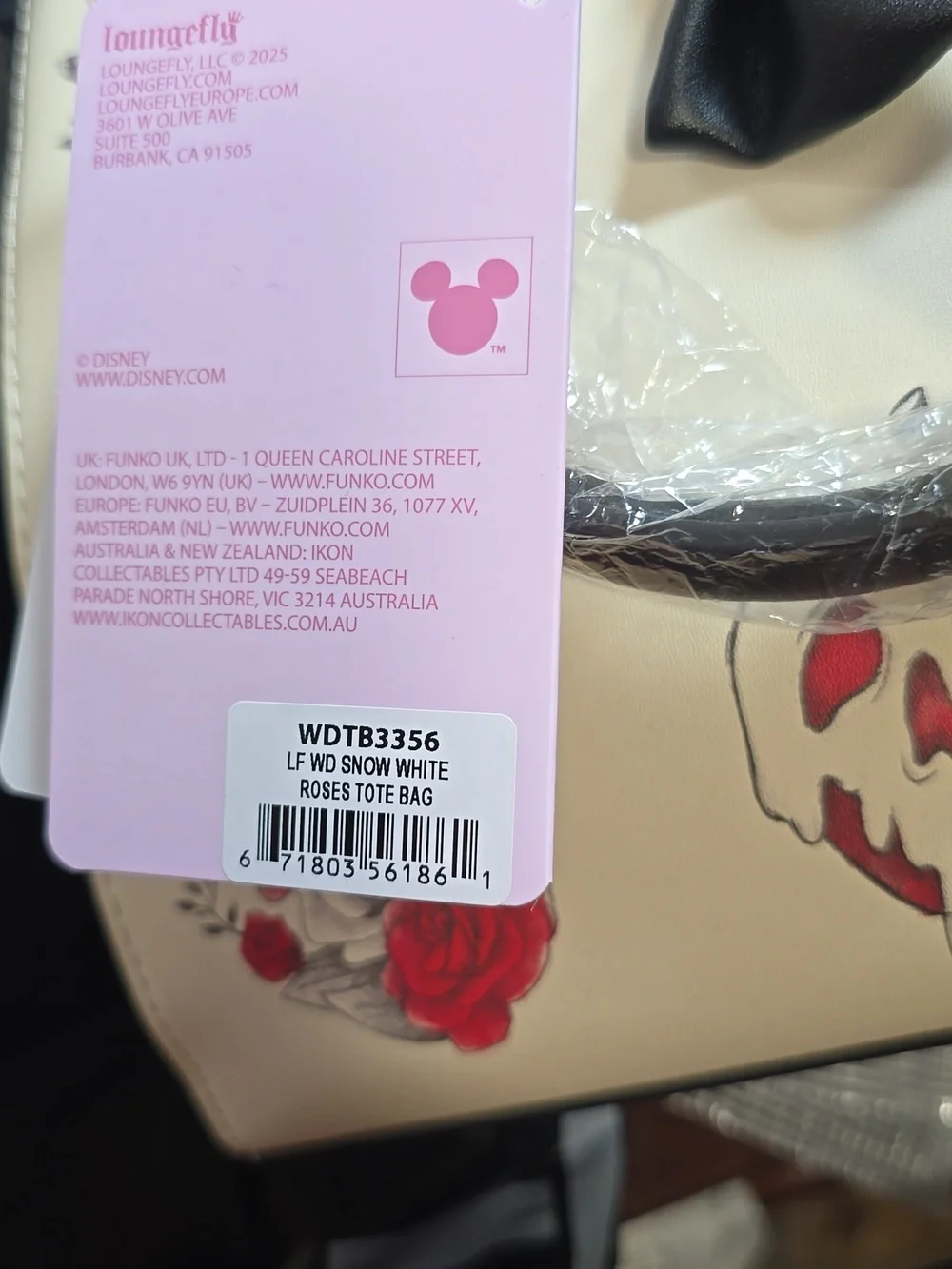 Loungefly Disney Snow White White Roses Tote Crossbody Bag Exclusive NWT - Picture 7 of 7